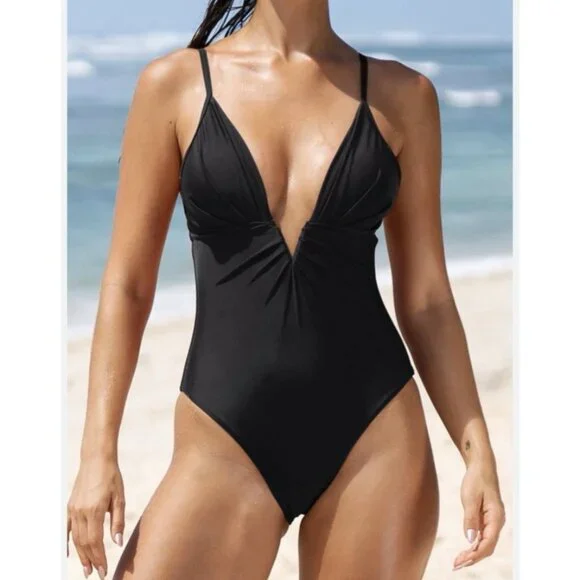 Berlook One Piece Swimsuit Black XS Extra Small Corset Lace Up Back NEW NWT Bag